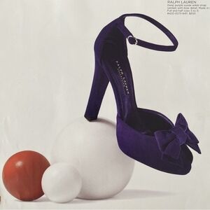 Ralph Lauren Collection Women's Purple Suede Ankle Strap Platform Heels Size 9B